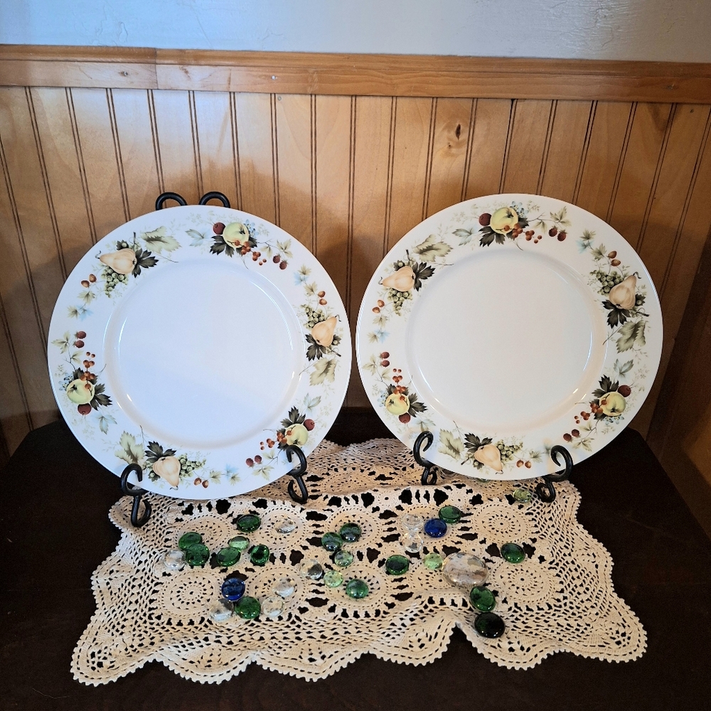 Royal Doulton Miramont Sprays Of Fruit Dinner Plates(2)Retired Pattern T.C.1022